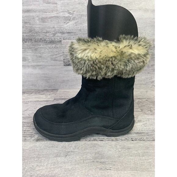 L.L. Bean Womens Short Black Suede Boots With Faux Fur Trim Size 6M - Picture 6 of 8